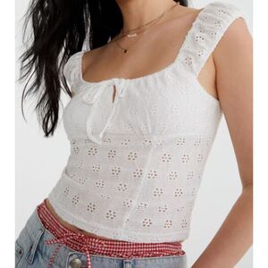 Aeropostale Eyelet Square Neck Crop Top White Women Size S/M